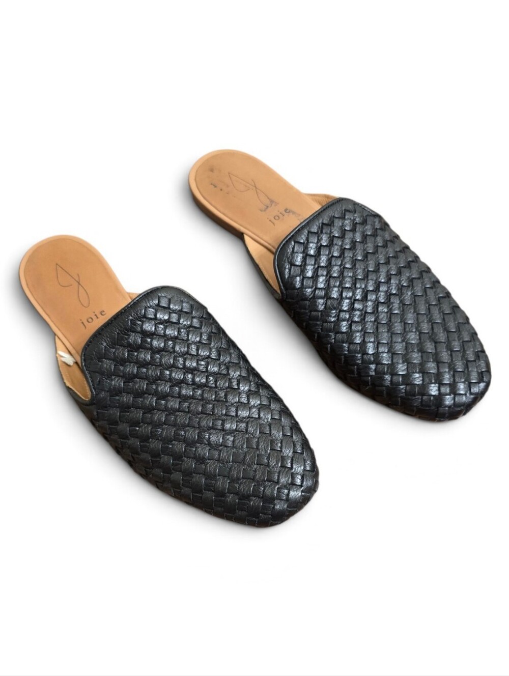 Joie Black Woven Slip On Leather Mules 8.5